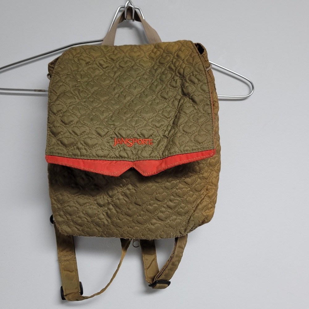 JanSport Shoulder Bag Backpack Knapsack Olive Green Vintage Mini Zip Up